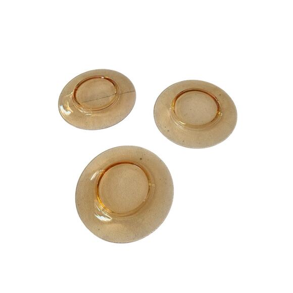 VTG Amber Cambridge Depression Glass Salad Plates Set of 3 Elegant Replacement - Picture 5 of 5